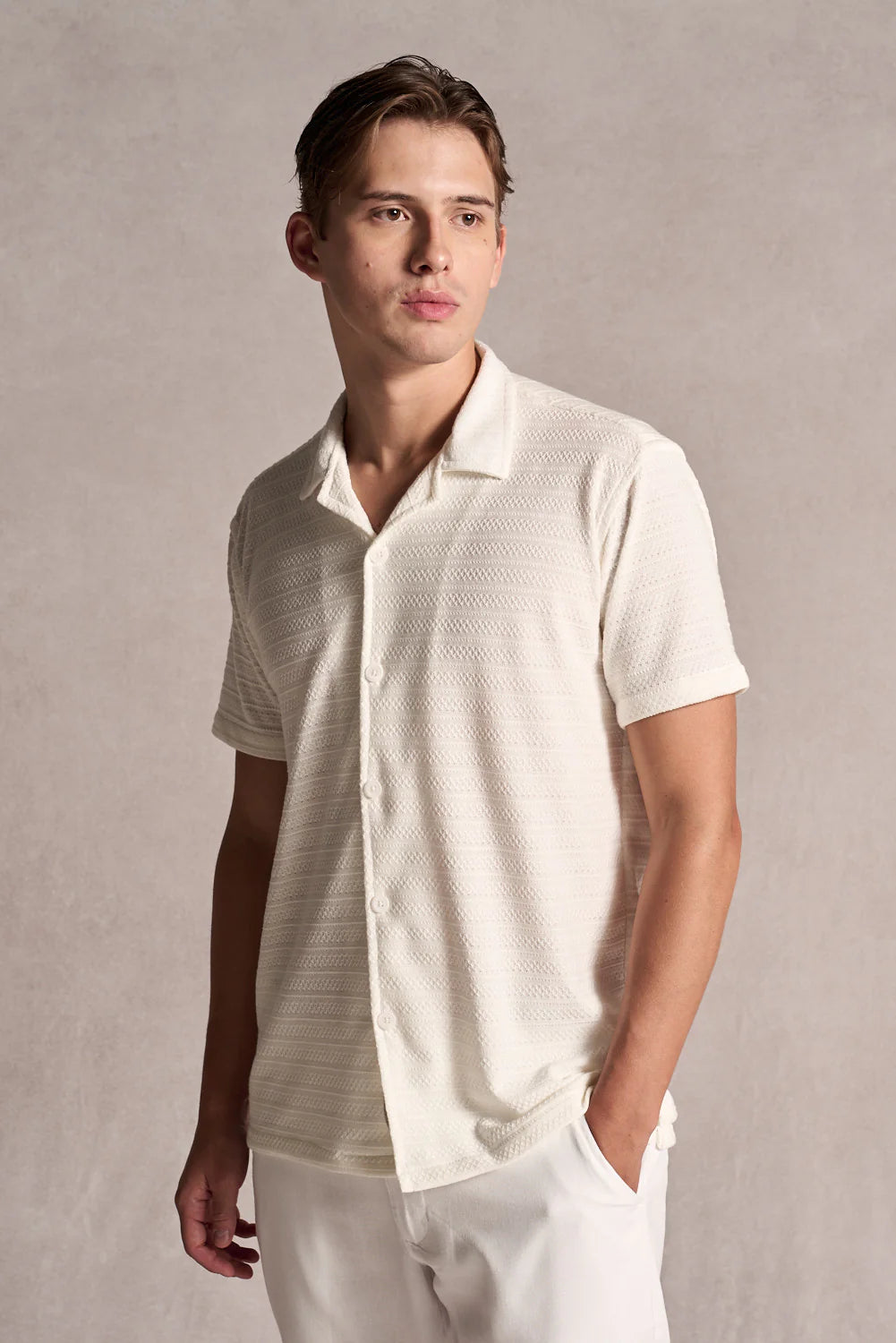 Camisa Jacquard Manga Curta