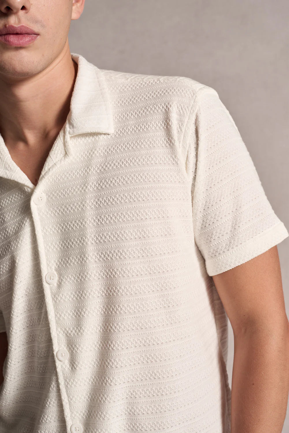 Camisa Jacquard Manga Curta