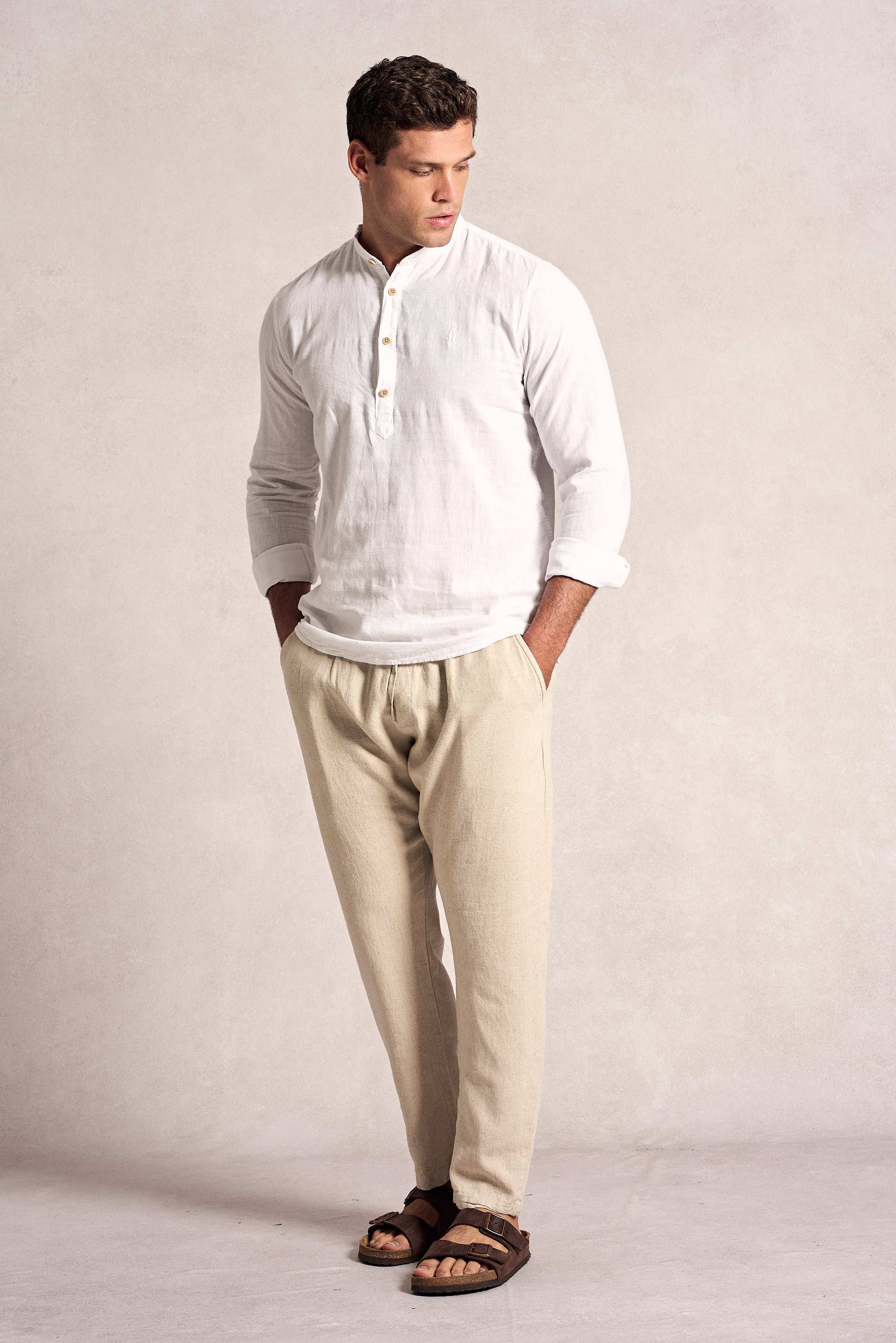 Bata Linho Manga Longa