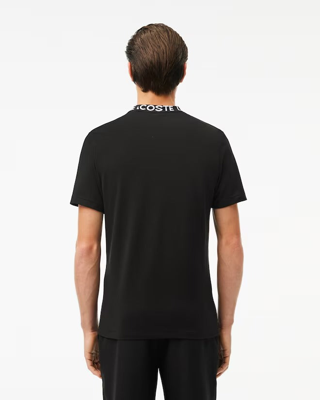 Camiseta Lacoste de Piquê Leve com Gola Jacquard