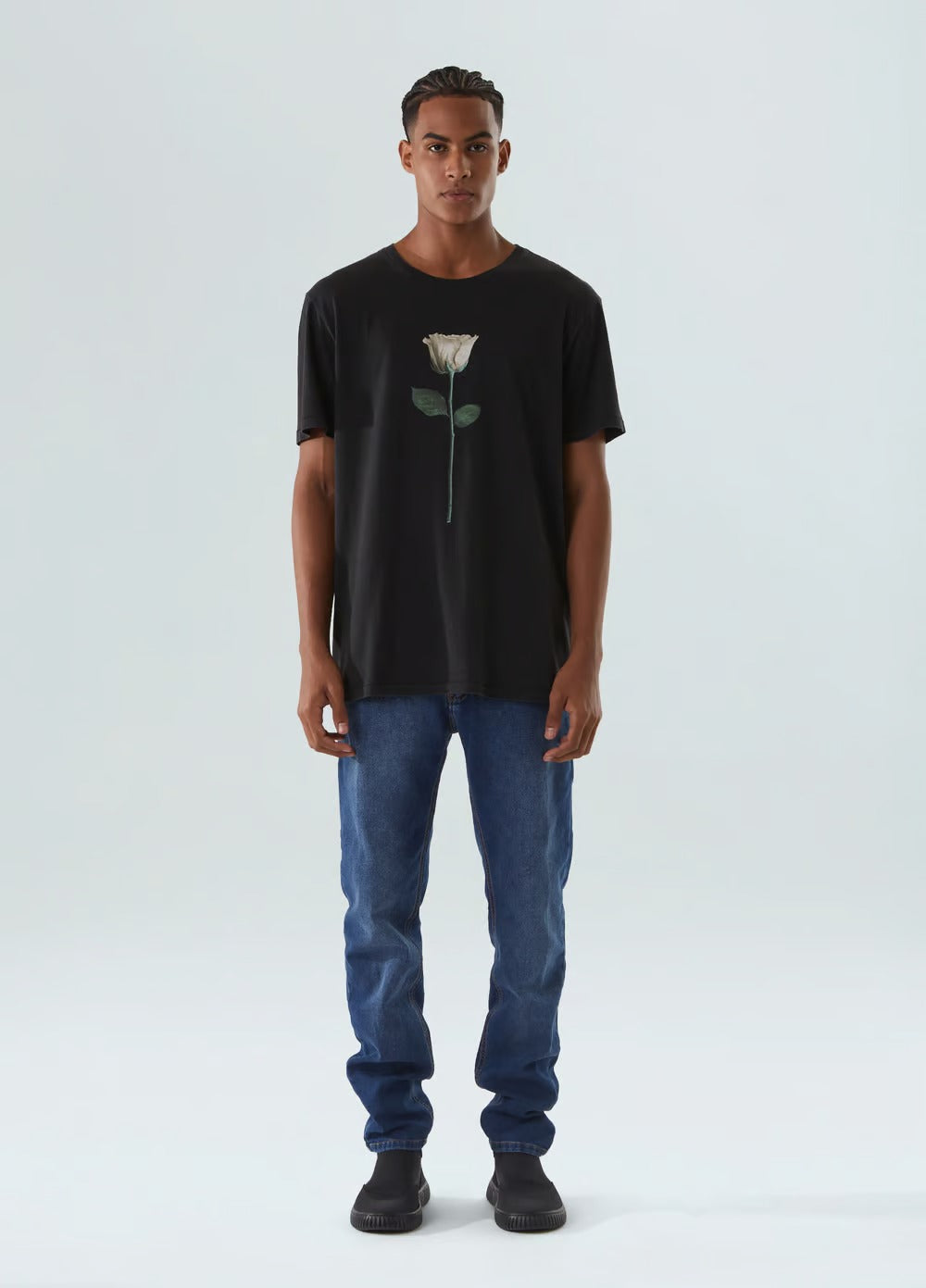 Camiseta Soft Used White Rose